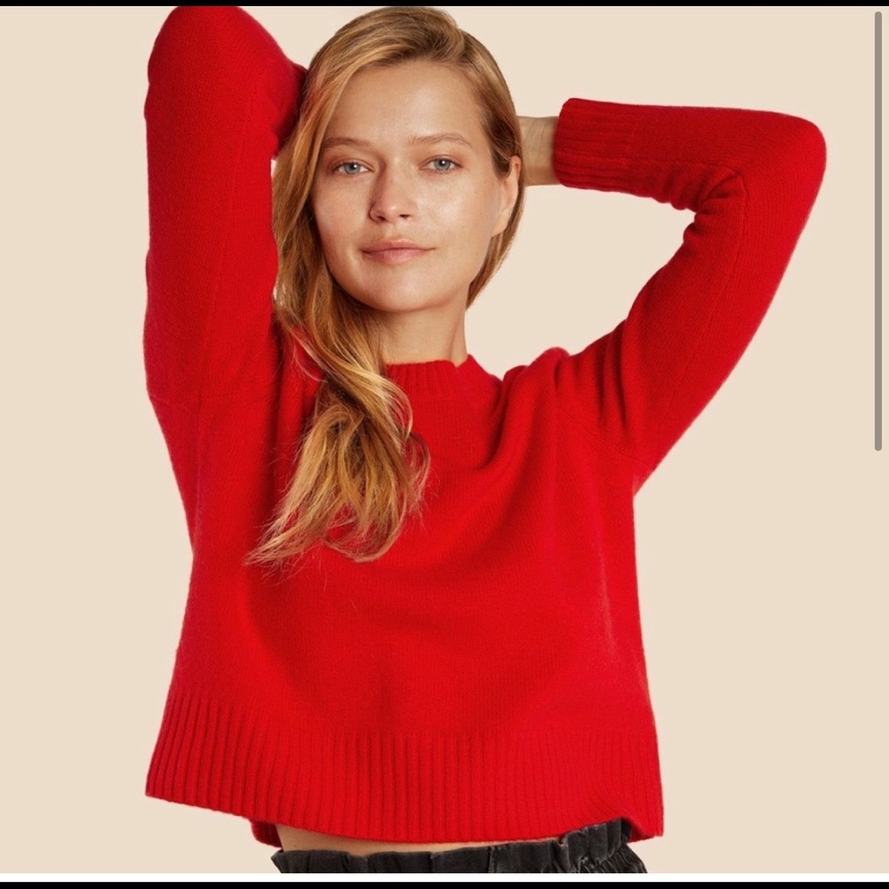 Cashmere crew neck sweater in red